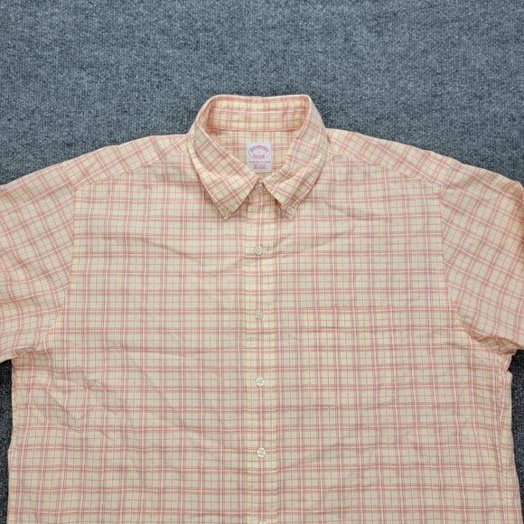Brooks Brothers Shirt Mens Large/XL Orange Button Down Long Sleeve Preppy Casual - Picture 2 of 9